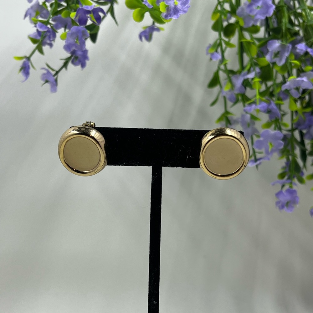 Napier Signed Vintage Gold Plated Button Style Earrings